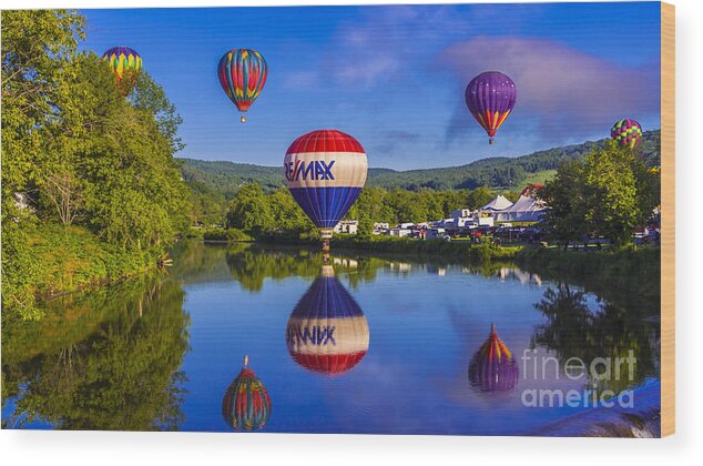 balloon Festival Wood Print featuring the photograph Quechee Balloon Festival. #1 by New England Photography