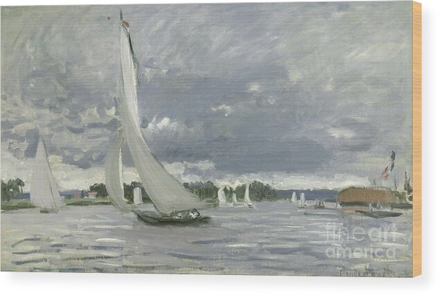 Regatta Wood Print featuring the painting Regatta at Argenteuil by Claude Monet