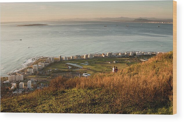 Seascape Wood Print featuring the photograph Robben Island from Signal Hill #1 by Claudio Maioli