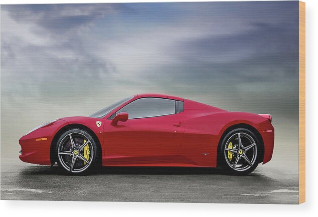 Ferrari Wood Print featuring the digital art Spyder Red #2 by Douglas Pittman