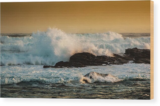 Ocean Wood Print featuring the photograph Sunset on the ocean #1 by Claudio Maioli