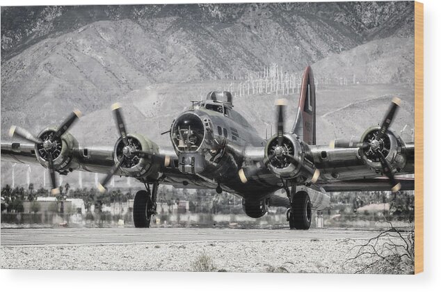 B-17 Bomber Wood Print featuring the photograph B-17 Bomber Madras Maiden by Sandra Selle Rodriguez