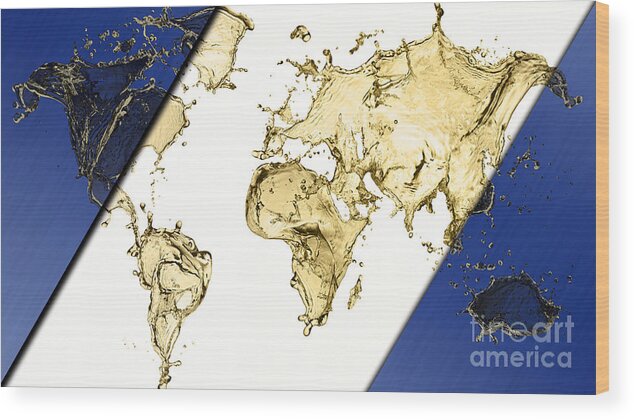 World Map Wood Print featuring the mixed media World Map Collection #12 by Marvin Blaine