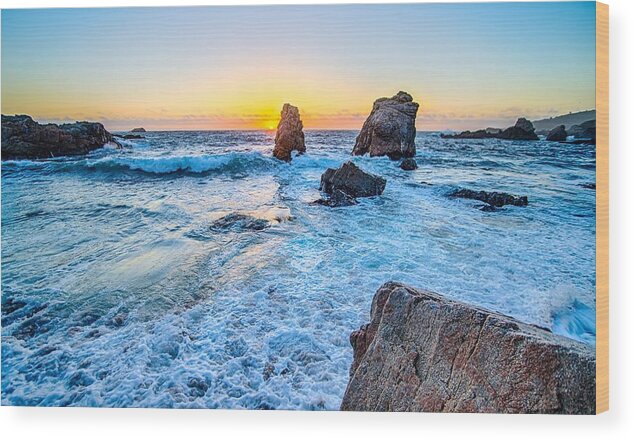 Big Sur Wood Print featuring the photograph Soberanes point big sur california sunset #13 by Alex Grichenko