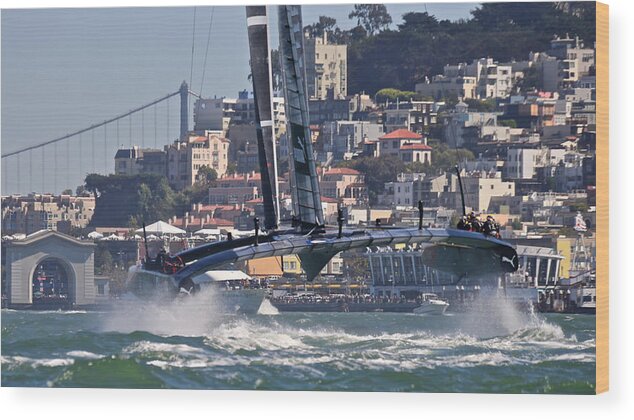 Oracle Wood Print featuring the photograph Oracle America's Cup #4 by Steven Lapkin