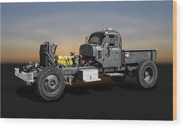 1970 Wood Print featuring the photograph 1970 White Truck Rat Rod - 1970WHITETRKRATROD9981 by Frank J Benz