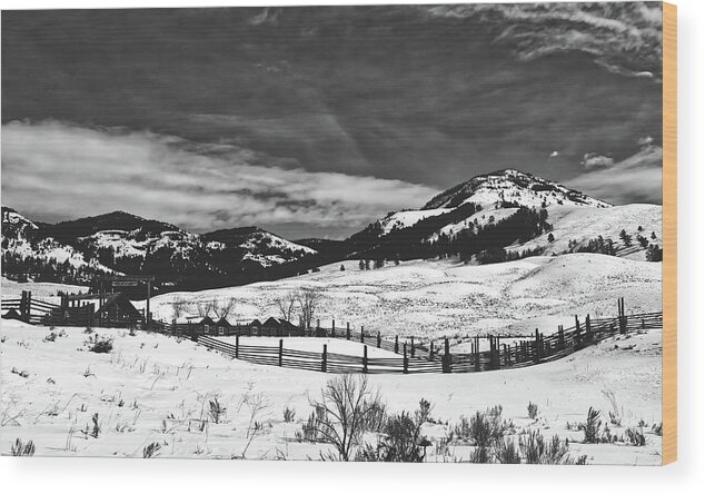 Yellowstone Wood Print featuring the photograph Lamar Ranger Station In Winter - Yellowstone #2 by Mountain Dreams