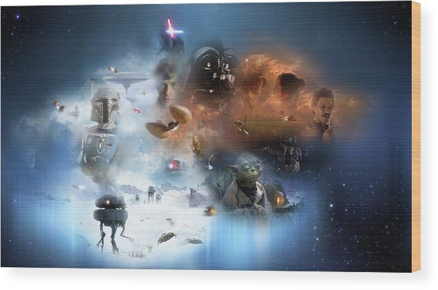 Star Wars Episode V The Empire Strikes Back Wood Print featuring the digital art Star Wars Episode V The Empire Strikes Back #2 by Maye Loeser