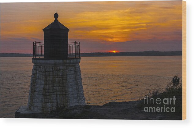 #lighthouse Wood Print featuring the photograph Sunset from Castle Hill Lighthouse. #2 by New England Photography