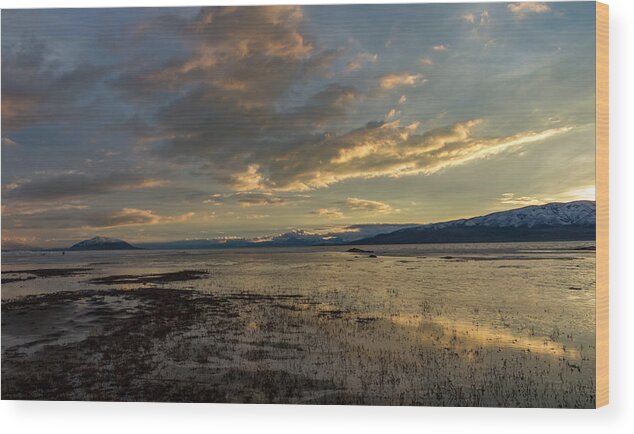 Utah Wood Print featuring the photograph Utah Lake in February #2 by K Bradley Washburn