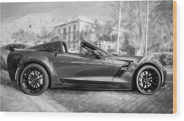 2017 Corvette Wood Print featuring the photograph 2017 Chevrolet Corvette Gran Sport BW by Rich Franco