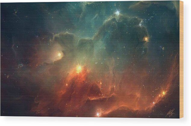 Galaxy Wood Print featuring the painting 30-deep-space-wallpaper-15 by Celestial Images