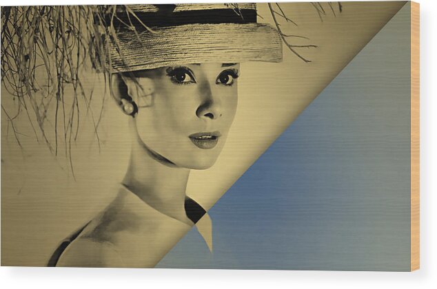 Audrey Hepburn Wood Print featuring the mixed media Audrey Hepburn Collection #47 by Marvin Blaine