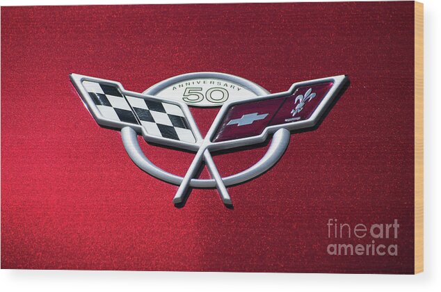 Chevrolet Wood Print featuring the digital art 50th by Anthony Ellis