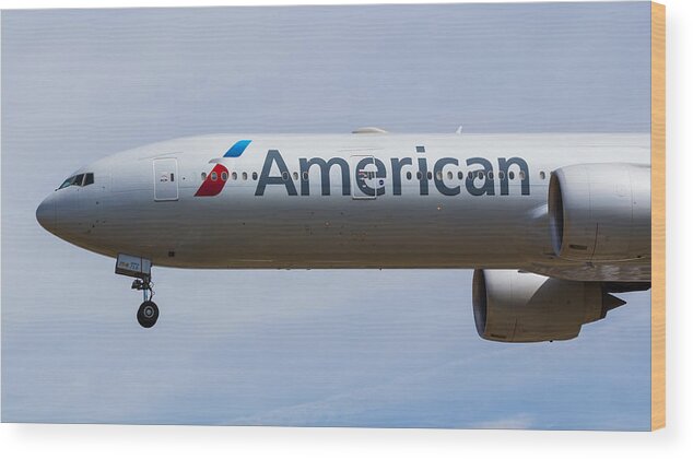 American Wood Print featuring the photograph American Airlines Boeing 777 #7 by David Pyatt
