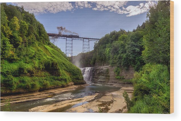 Nickel Plate 765 Wood Print featuring the photograph 765 Over Upper Falls 2 by Mark Papke