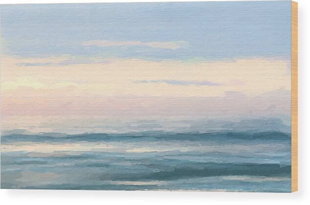 Anthony Fishburne Wood Print featuring the mixed media Abstract morning sea by Anthony Fishburne