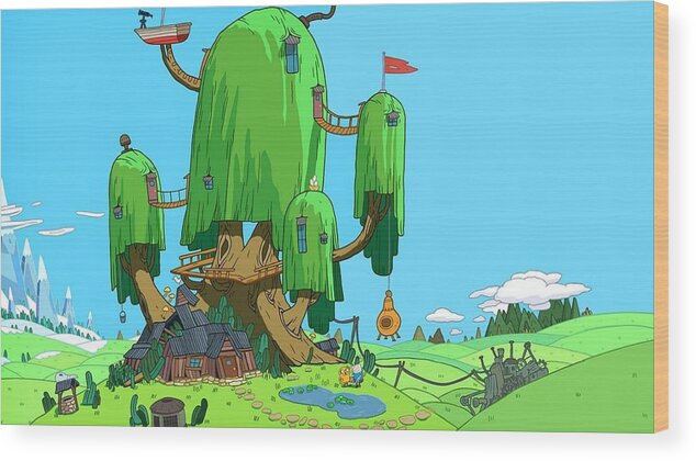 Adventure Time Wood Print featuring the digital art Adventure Time by Maye Loeser