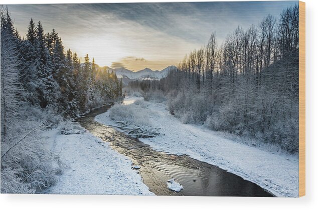 Usa Wood Print featuring the photograph Alaska sunset by Framing Places