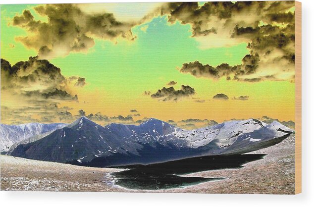 Mountains Wood Print featuring the digital art August Sky by Peter McIntosh