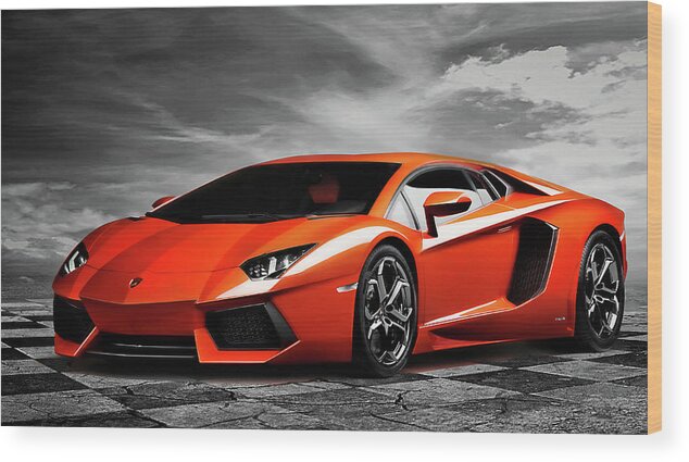 Lamborghini Aventador Wood Print featuring the digital art Aventador by Peter Chilelli
