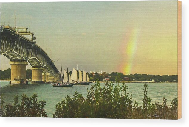 Schooners Wood Print featuring the photograph A Perfect Rainbow Evening by Ola Allen