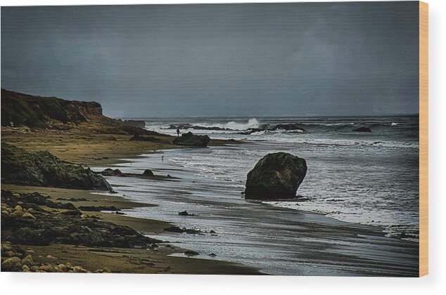 Beach Wood Print featuring the photograph Beach Boulder by Joseph Hollingsworth