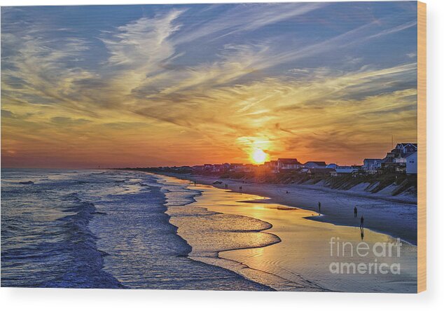 Sunset Wood Print featuring the photograph Beach Bum by DJA Images