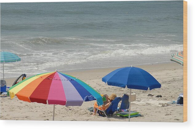 Beach Wood Print featuring the photograph Beach Umbrella 26 by Joyce StJames