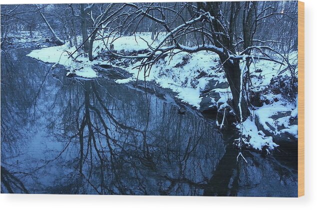 Winter Season Wood Print featuring the photograph Beargrass Creek on a Winter Evening by William Slider