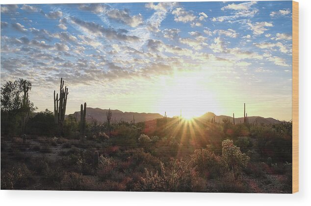 Hdr Wood Print featuring the photograph Beginning a New Day by Monte Stevens
