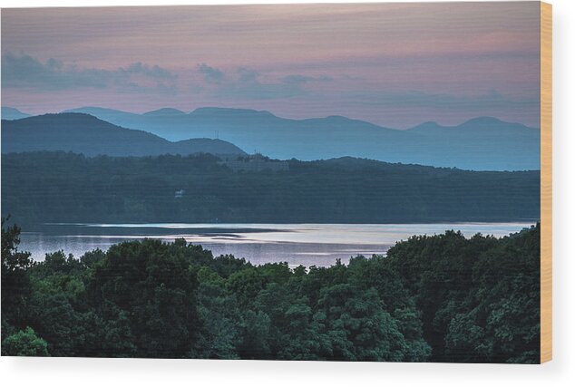 Hudson Valley Wood Print featuring the photograph Blue and Green Silhouettes by John Morzen