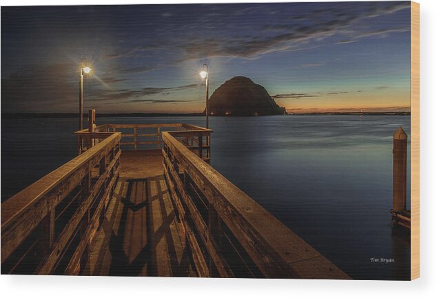 Morro Bay Wood Print featuring the photograph Blue Hour at Morro Bay by Tim Bryan