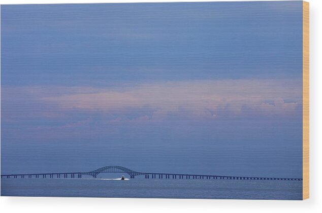 Robert Moses Causeway Wood Print featuring the photograph Blue Morning by Steve Gravano
