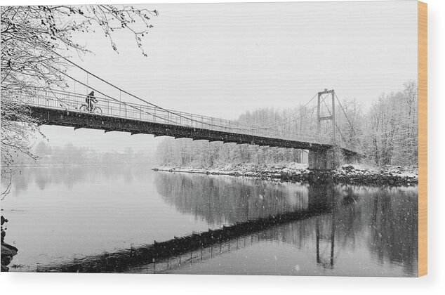 Bridge Wood Print featuring the photograph Bridge in Snow by Kolbein Svensson