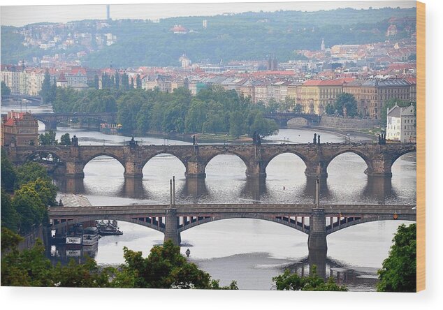 Prague Wood Print featuring the photograph Bridges of Prague by Steven Richman