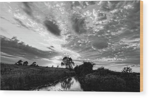 Sunset Wood Print featuring the photograph Butler County Sunset BNW 2 by Bonfire Photography