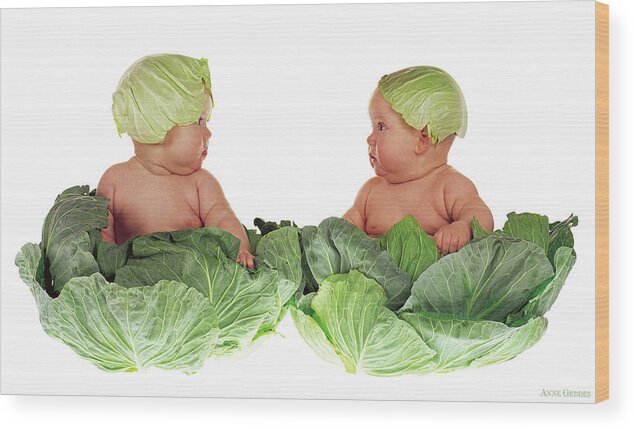 Baby Wood Print featuring the photograph Cabbage Kids by Anne Geddes