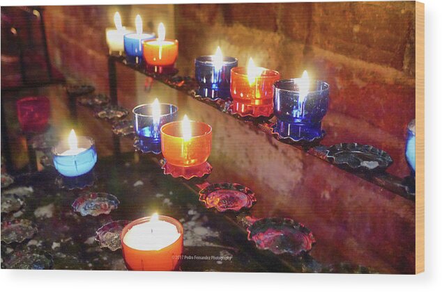 Candles Wood Print featuring the photograph Candles by Pedro Fernandez