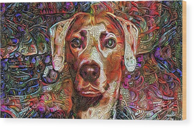 Lacy Dog Wood Print featuring the mixed media Cash the Lacy Dog by Peggy Collins