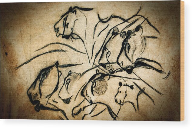 Chauvet Cave Lions Wood Print featuring the photograph Chauvet Cave Lions by Weston Westmoreland