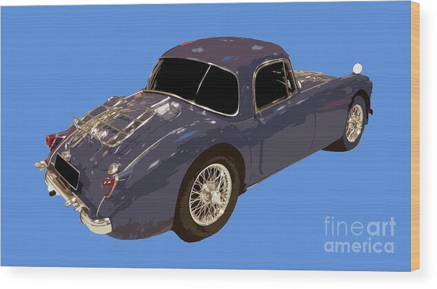 Digital Art Wood Print featuring the digital art Classic sports blue rear by Francesca Mackenney