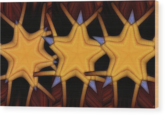 Collage Wood Print featuring the digital art Clawed Stars by Ron Bissett