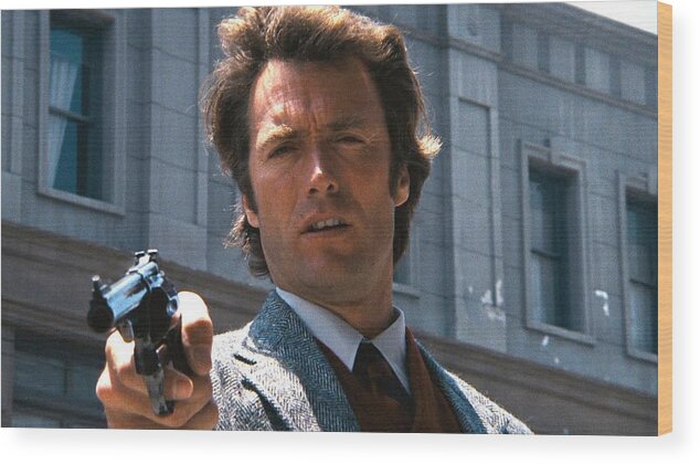 Clint Eastwood With 44 Magnum Dirty Harry 1971 Wood Print featuring the photograph Clint Eastwood with 44 Magnum Dirty Harry 1971 by David Lee Guss
