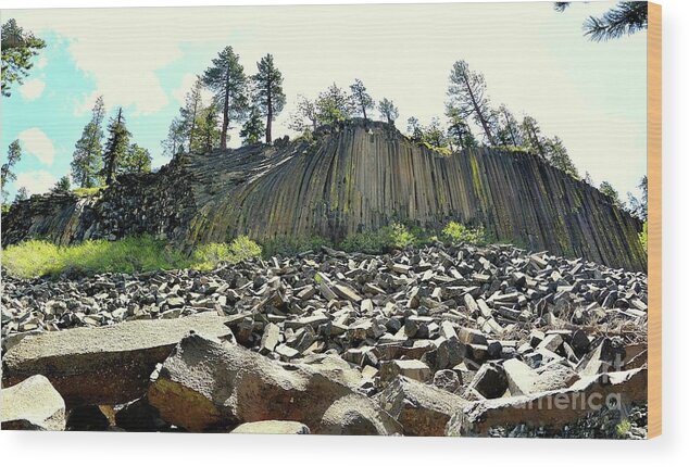 Basaltic Columns Wood Print featuring the photograph Devils Postpile Wide by Joe Lach