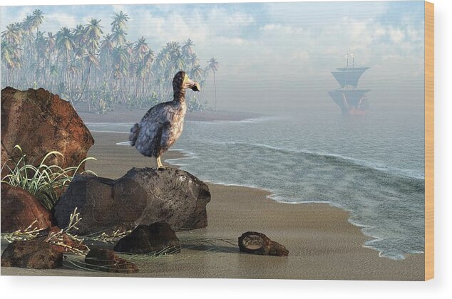 Dodo Wood Print featuring the digital art Dodo Afternoon by Daniel Eskridge