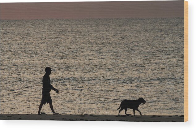Florida Wood Print featuring the photograph Dog Walker Dawn Delray Beach Florida by Lawrence S Richardson Jr