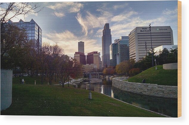 Omaha Wood Print featuring the photograph Downtown Omaha by Mike Dunn