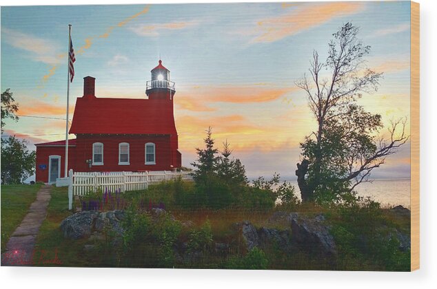 Lighthouse Wood Print featuring the photograph Eagle Harbor Lighthouse on Lake Superior by Michael Rucker