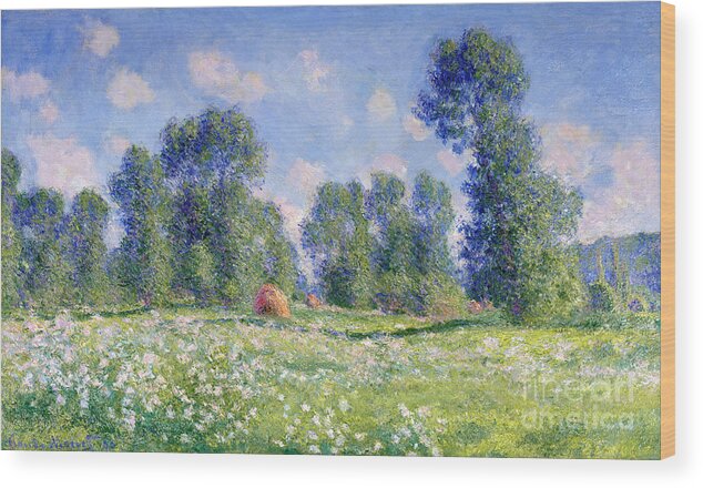 Effect Of Spring Wood Print featuring the painting Effect of Spring at Giverny by Claude Monet
